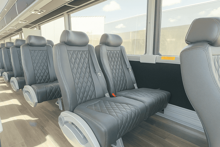 interior of Jonesboro Minibus Company charter bus