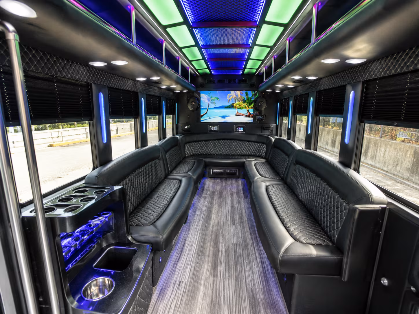 jonesboro 18 passenger party bus inside