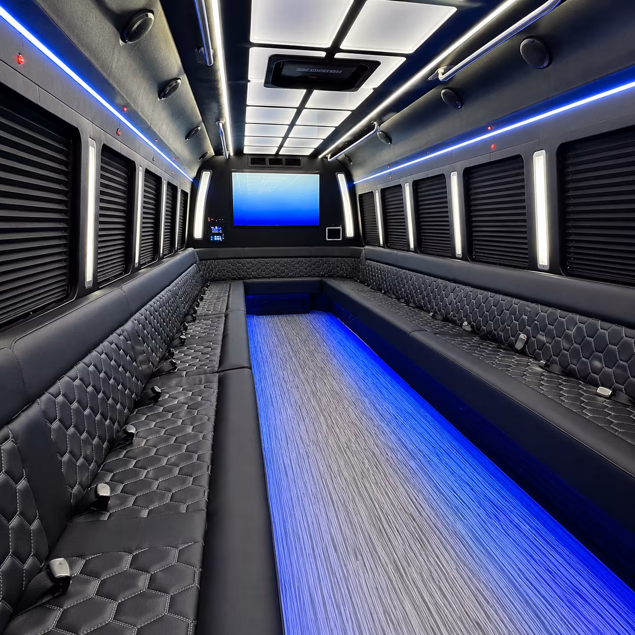 jonesboro 50 passenger party bus inside